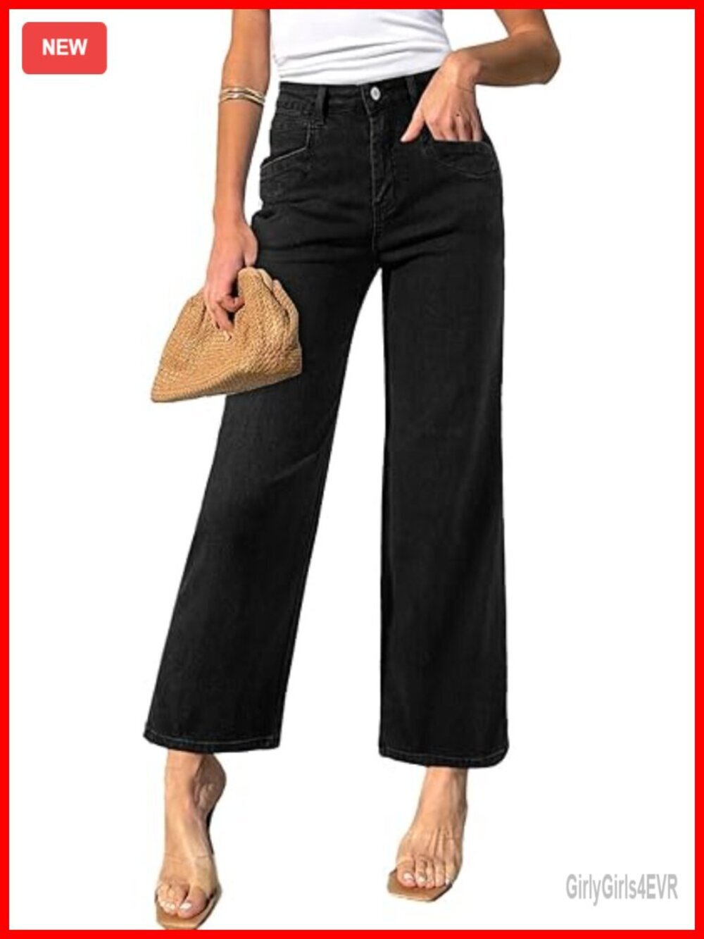 High Waisted Straight Leg Stretchy Ankle Jeans with Pockets